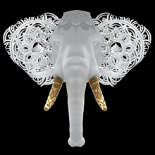 Load image into Gallery viewer, Unique Elephant Wall Lamp in Pure White and Gold