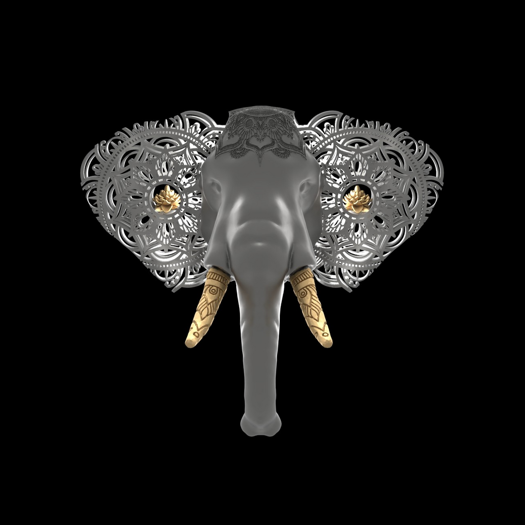 Unique Elephant Wall Lamp in Stainless Steel and 18k Gold